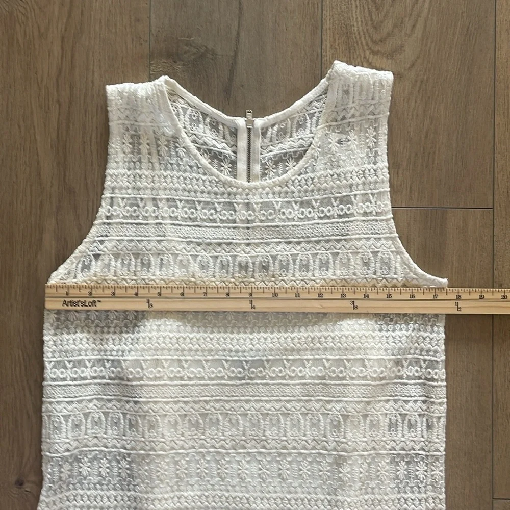 NWT MANGO Brenda Crochet Knee Length Dress Size S Ivory Lined Sleeveless Boho